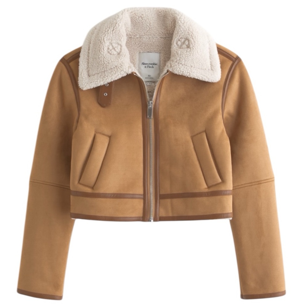 AF Short Vegan Suede Shearling Coat Size XL